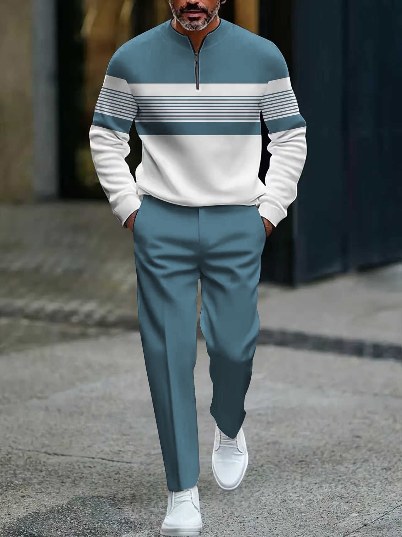 Conjunto para hombre: jersey con estampado gráfico y pantalones