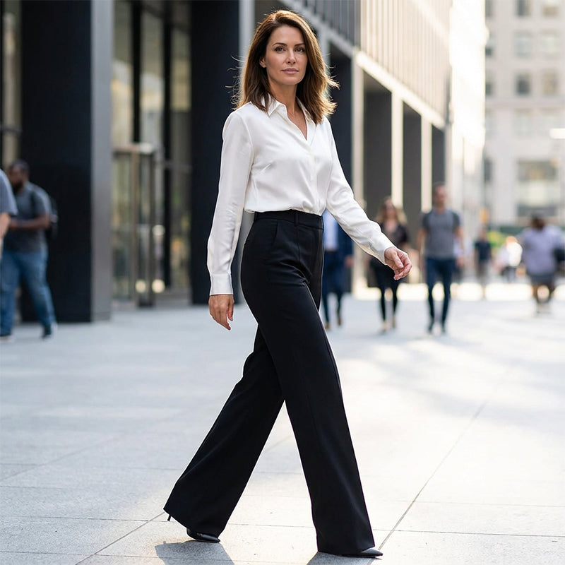 Pantalones de traje de mujer de cintura alta